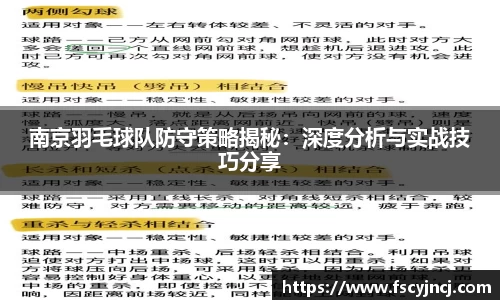 南京羽毛球队防守策略揭秘：深度分析与实战技巧分享